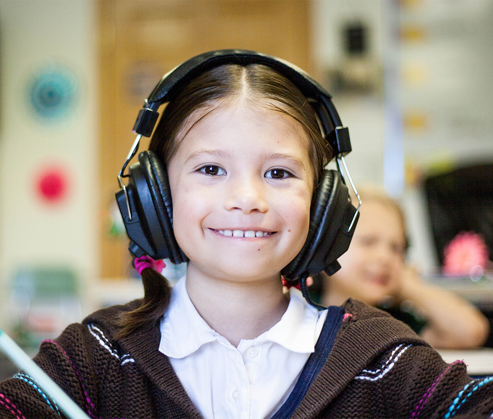 Child with headphones