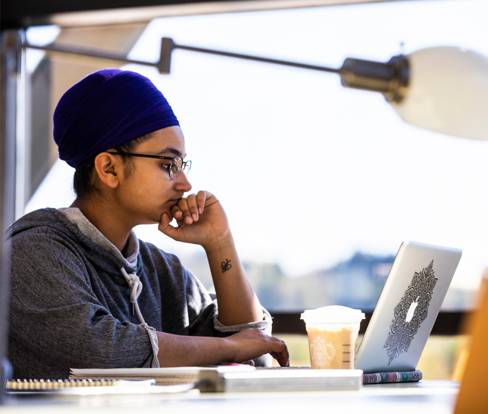 Student working on laptop