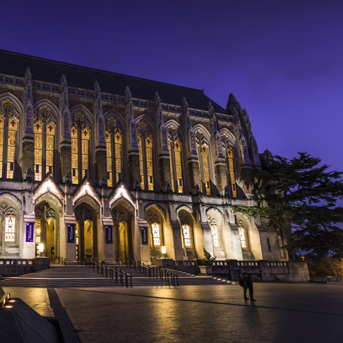 Suzzallo Library at night