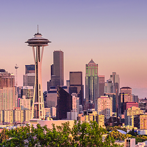 Seattle skyline with the Space Needles in the foreground