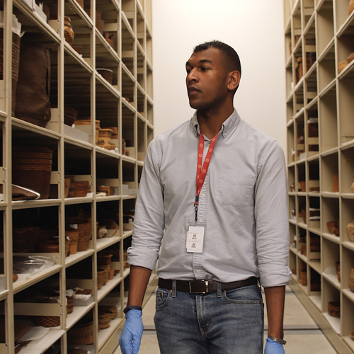 Student working in the Burke Museum . 