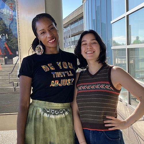 Berette Macaulay and Em Chan in front of the Henry Art Gallery