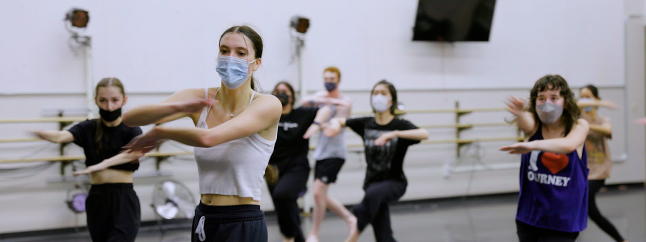 UW students dancing in a rehearsal.