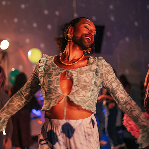 Abdiel dancing in Club Classroom, a dance studio turned dance club.