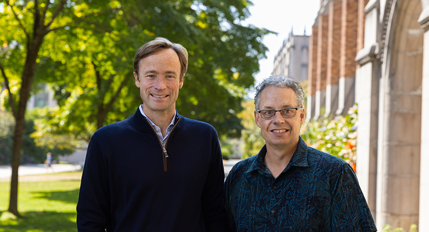 Jevin West and Carl Bergstrom on the UW campus.