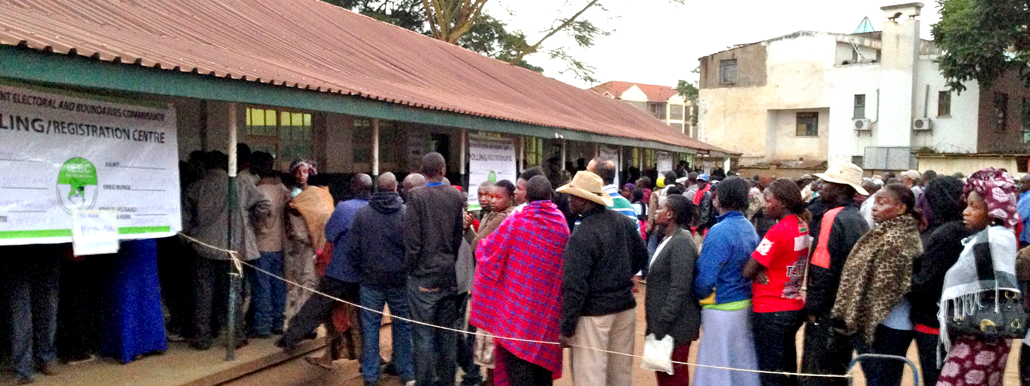 Ghanaians waiting in line to vote. 