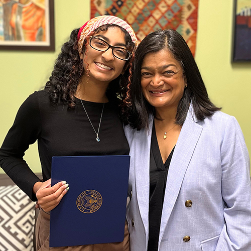 Sana Shetty with Congresswoman Pramila Jayapal.