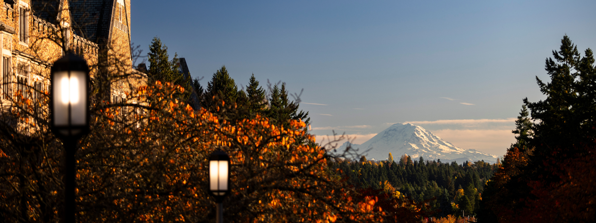 Fall at the UW with a view of Mount Rainier