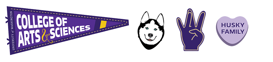 college of arts and science pennant husky W hand heart